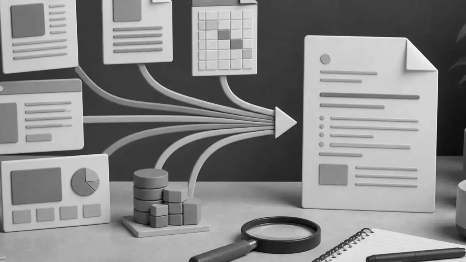 Plain text lines becoming an ordered structured document