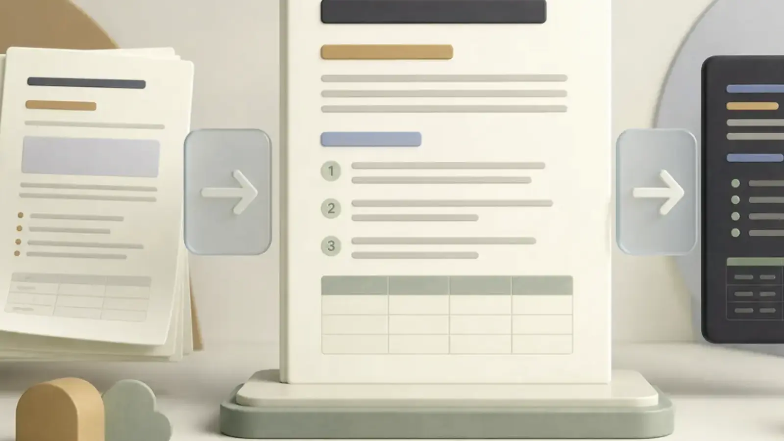 Hierarchical document elements mapped into an organized document